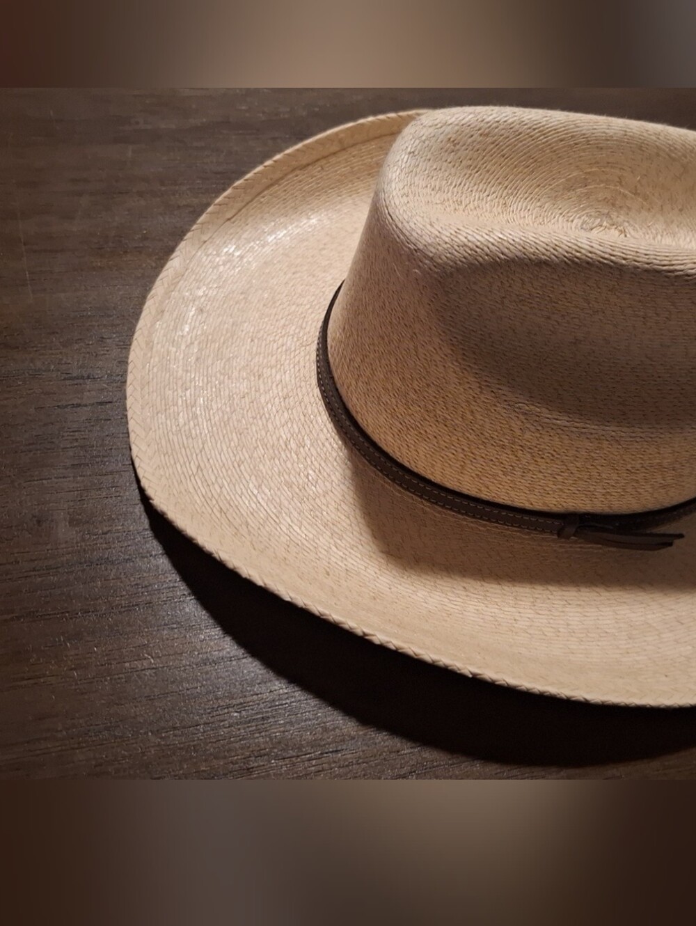 Infant Lightweight Natural Straw Sun Hat with Dark Trim